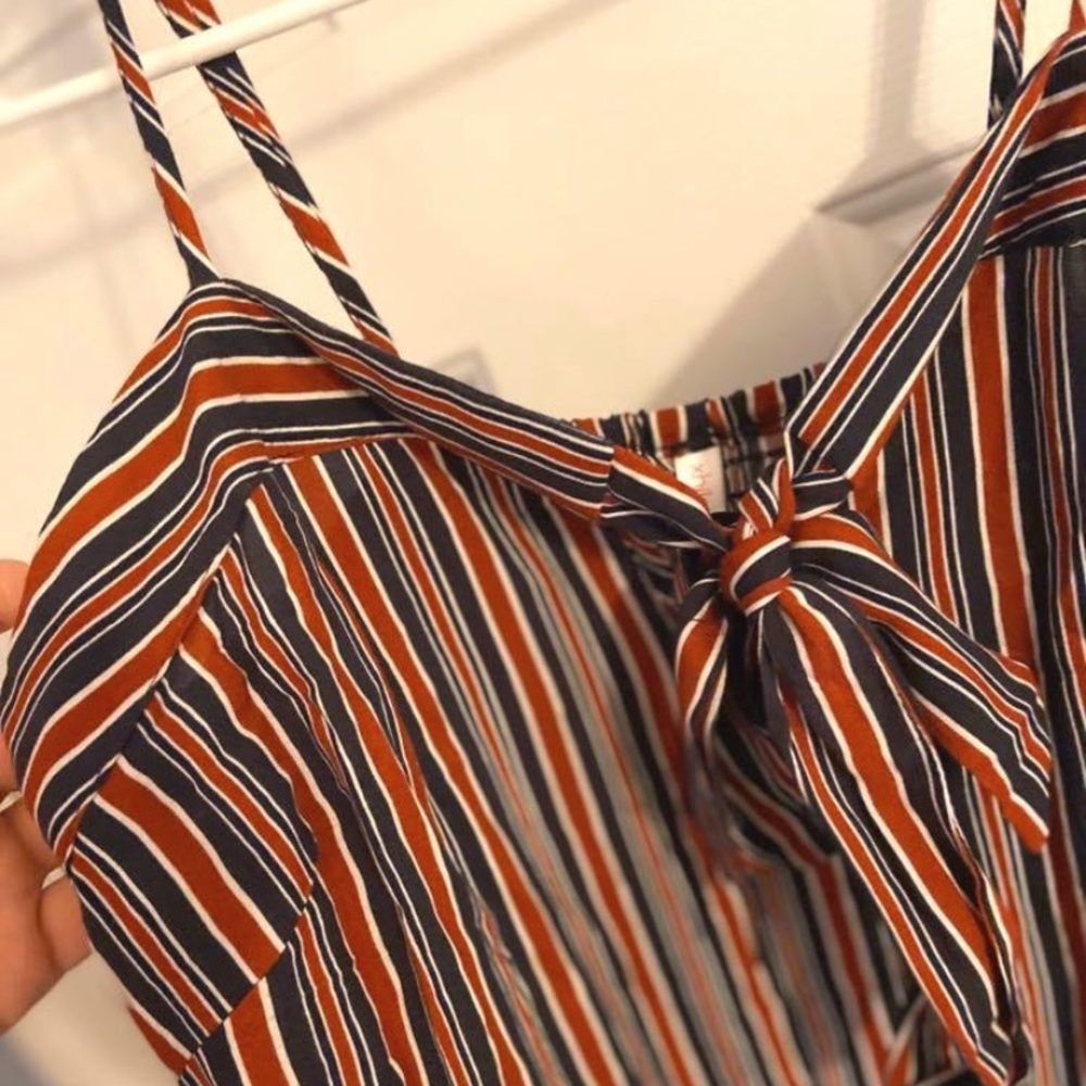 Red, white and blue striped romper